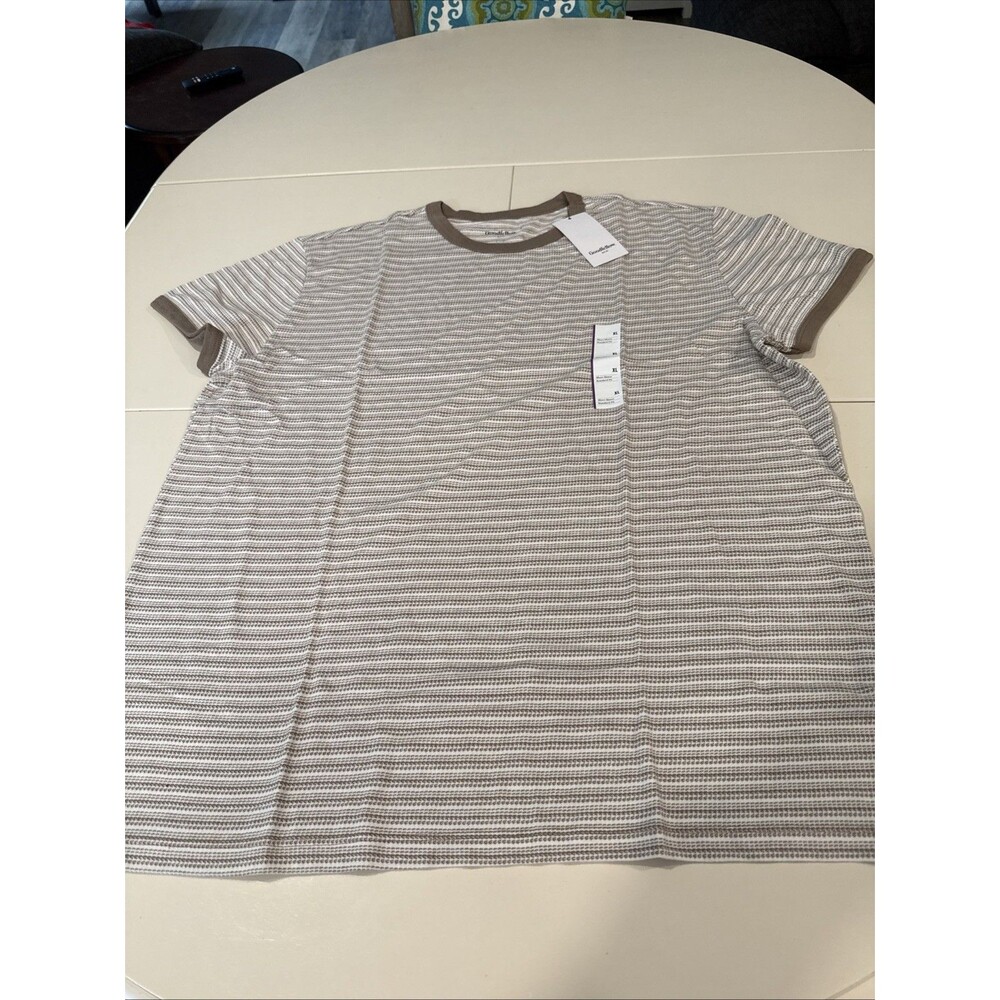 XL - Mens Striped Short Sleeve T-Shirt - Goodfellow Co - Brown